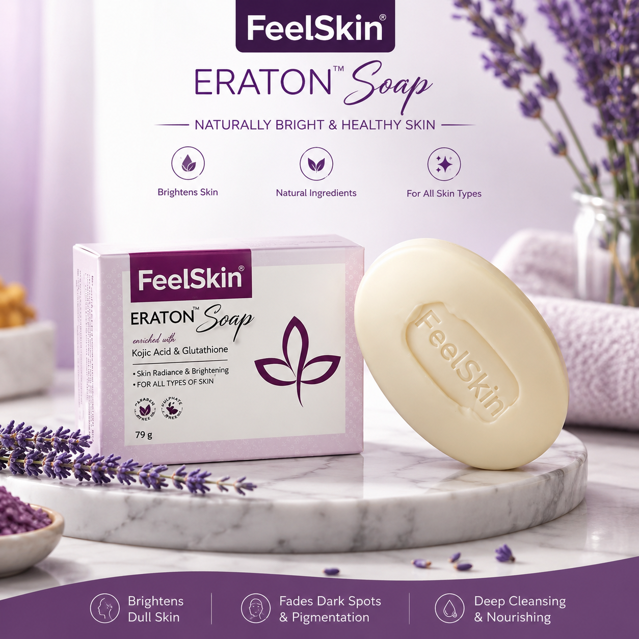 FeelSkin ERATON Soap with Kojic Acid & Glutathione (75g)